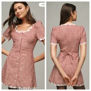 Reformation Anabella Button Mini Dress Short Sleeve Size 6